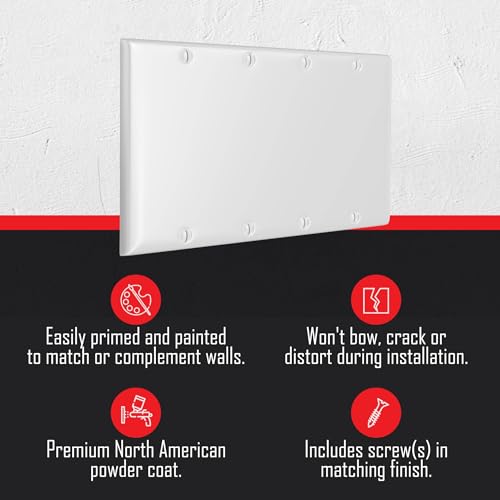 TayMac WW-BBBB 4-Gang White Smooth Metal Standard 4-Blank Wall Plate, Outlet Cover Wall Plate with Screws, Electrical Outlet Cover Plate for 4 Devices - style: Four Gang