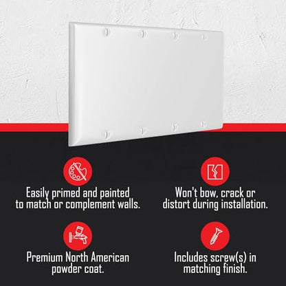 TayMac WW-BBBB 4-Gang White Smooth Metal Standard 4-Blank Wall Plate, Outlet Cover Wall Plate with Screws, Electrical Outlet Cover Plate for 4 Devices - style: Four Gang