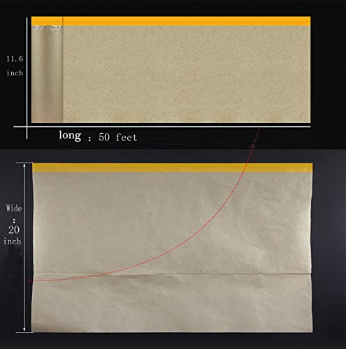 Tape and Drape, Paint Masking Paper, Pre-Taped Masking Paper for Painting, 2 Pack Car Protection Covering Paper, Paint Tape, for Car and Furniture, Floor.（Unfold 20 inch wide and 90 feet long）
