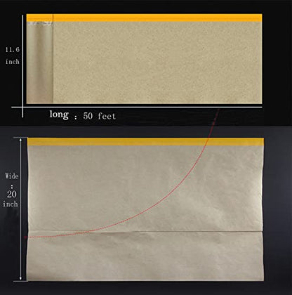 Tape and Drape, Paint Masking Paper, Pre-Taped Masking Paper for Painting, 2 Pack Car Protection Covering Paper, Paint Tape, for Car and Furniture, Floor.（Unfold 20 inch wide and 90 feet long）