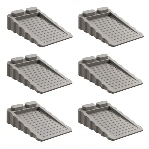 6 Pcs Rubber Door Stoppers Wedge, Doorstop Wedges, Bidirectional Doors Stops, Decorative Doors Wedges, Gray Door Stop for Most Floor Types (Gray) - color: Gray