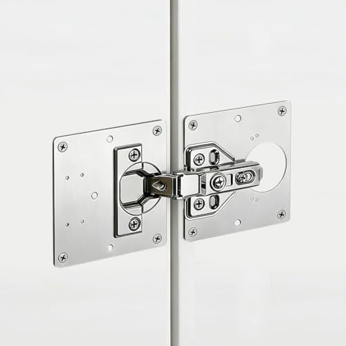 24Pcs Cabinet Hinge Repair Plate, Multi-Hole Design Fits Most Hinges, Stainless Steel Hinge Repair Kit with Screws&Screwdriver for Kitchen Cabinet & Cupboard Doors