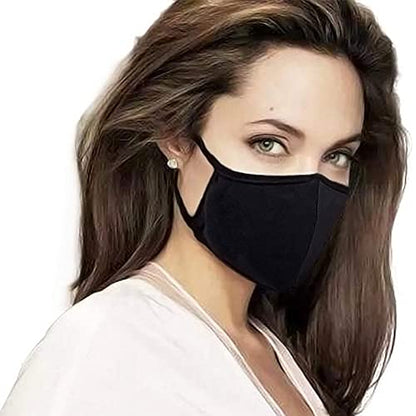 Pack 8 Black Dust Mouth Mask - All Cotton Covering - Reusable Cloth Comfy Breathable Material Black Pack 8pcs - style: Pack 8 Black