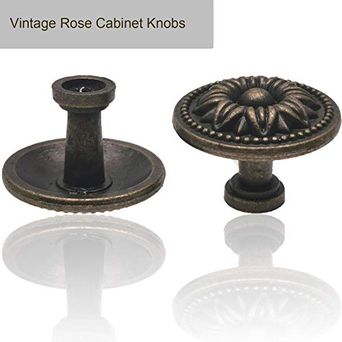 Vintage Flower Shape Cabinet Drawer Knobs, Antique Bronze Dresser Drawer Handles 8 Pcs, Flower Shape - style: ‎Flower Shape