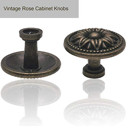 Vintage Flower Shape Cabinet Drawer Knobs, Antique Bronze Dresser Drawer Handles 8 Pcs, Flower Shape - style: ‎Flower Shape