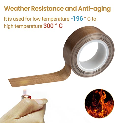 Teflon Tape,1/2-inch x 33 Feet x 0.18mm Low Friction Tape High Temp Adhesive Tape,Abrasion Resistant,Surface Protection for Wood,Drawer,Cabinet,Furniture,Vacuum Sealer & Hand Impulse Sealers - color: Brown, size: 1 Roll 1/2-inch x 33 Feet