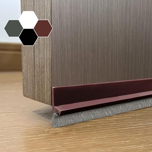 Door Sweep for Bottom of Door, Integrated Bottom Door Draft Stopper with Brush, Self-Adhesive Under Door Seal for Dust/Noise/Hot or Cold Air Insulation, Brown 39.37" L/1" W - color: 25-brown