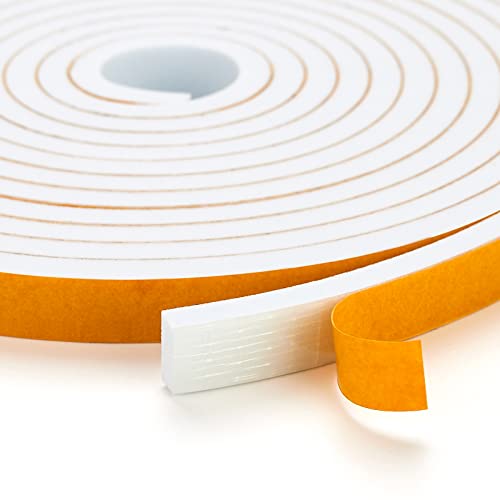 26 Feet Weather Stripping Door Seal, 1/2" Wide X 1/4" Thick Door Seal Strip High Density Foam Tape Adhesive Strip for Door Soundproofing,Window Insulation (1/2" x 1/4" x 26FT,White) - color: White, size: 1/2In x 1/4In x 26Ft