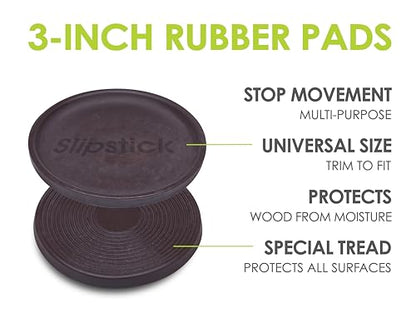 Slipstick Universal Non Slip Rubber Protector Pads (Set of 4) 3 Inch Round Gripper Pads to Prevent Sliding and Protect Hard Surfaces, Brown, CB755 - size: 3 Inch