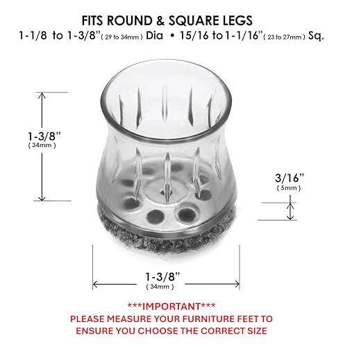 Slipstick GorillaOutdoor Berber Furniture Feet Pads with Clear Sleeve Sock (8 Pack) Outdoor Furniture Sliders for Round & Square Legs, Medium - size: Universal Medium