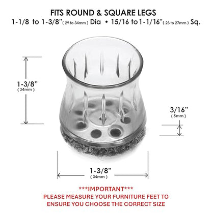 Slipstick GorillaOutdoor Berber Furniture Feet Pads with Clear Sleeve Sock (8 Pack) Outdoor Furniture Sliders for Round & Square Legs, Medium - size: Universal Medium