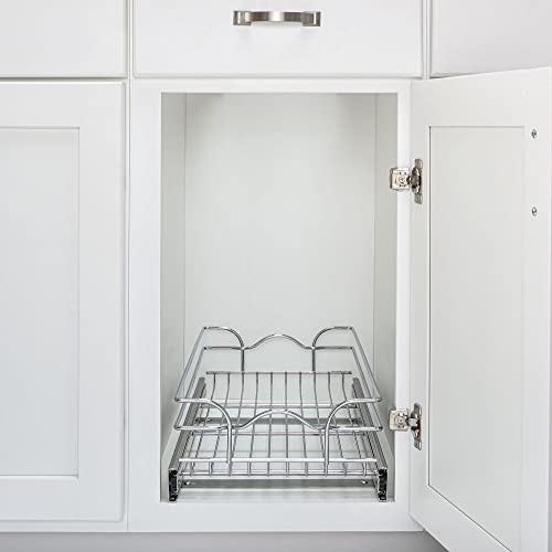 Rev-A-Shelf Pullout Kitchen Cabinet Drawer and Rolling Organizer Cabinet Pantry Storage Basket in Multiple Sizes, 12 x 22 in, 5WB1-1222CR-1 - size: 12" W X 22"d, style: Single Tier