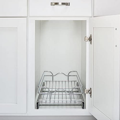 Rev-A-Shelf Pullout Kitchen Cabinet Drawer and Rolling Organizer Cabinet Pantry Storage Basket in Multiple Sizes, 12 x 22 in, 5WB1-1222CR-1 - size: 12" W X 22"d, style: Single Tier