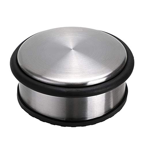 Sumnacon Heavy Duty Floor Door Stopper No Drill, Durability Stainless Steel Door Stops with Anti-Skid Rubber - Contemporary Decorative Safety Door Wedge for Home Office Commercial Industrial, Silver - color: Silver, size: 4.1X1.7 Inch