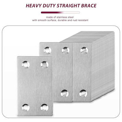 50PCS Silver Flat Mending Plates, 2.36” 304 Stainless Steel Brace Straight Mending Joining Plates，Metal Straight Brackets for Fastening and Fixing, Reinforced Furnitures,2.36X1.5X0.06IN - size: 2.36X1.5X0.06IN