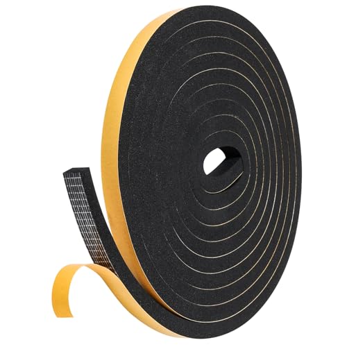 13Feet Weather Stripping (1/2 Inch X 2/5 Inch) Door Seal Strip, Strong Adhesive, Lightproof, Soundproof, Weatherproof Foam Tape Insulation for Sliding Door, Front Door Frame, Windows- Black - size: 1/2 Inch X 2/5 Inch X 13Feet