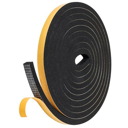 13Feet Weather Stripping (1/2 Inch X 2/5 Inch) Door Seal Strip, Strong Adhesive, Lightproof, Soundproof, Weatherproof Foam Tape Insulation for Sliding Door, Front Door Frame, Windows- Black - size: 1/2 Inch X 2/5 Inch X 13Feet
