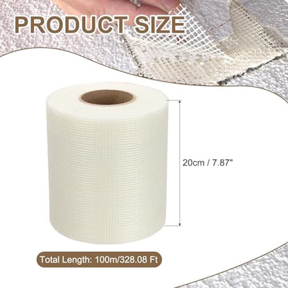 PATIKIL Drywall Repair Mesh Tape, 8 inch x 328 ft Fiberglass Repair Patch Self-Adhesive Dry Wall Joint Tape 7 Mesh Wall Hole Crack and Seam Patch, White - size: 8 inch x 328 Feet
