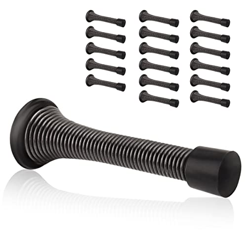 18 Pack Spring Door Stopper Oil Rubbed Bronze - 3-1/4" Flexible Spring Door Stops with Black Rubber Bumper Tips - color: Oil Rubbed Bronze, size: 18 Pack