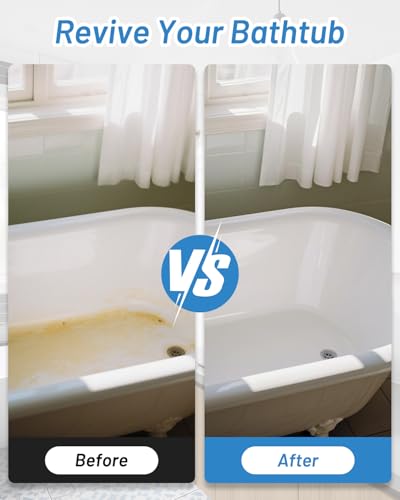 Tub and Tile Paint Refinishing Kit, 17.6oz Bathtub Refinishing Kit White with Tools and Hardener, Semi-Gloss White Tub Paint for Bathtub, Sink, Low Odor and Easy to Use, 25-30sq.ft - size: 17.6 Fl Oz (Pack of 1)