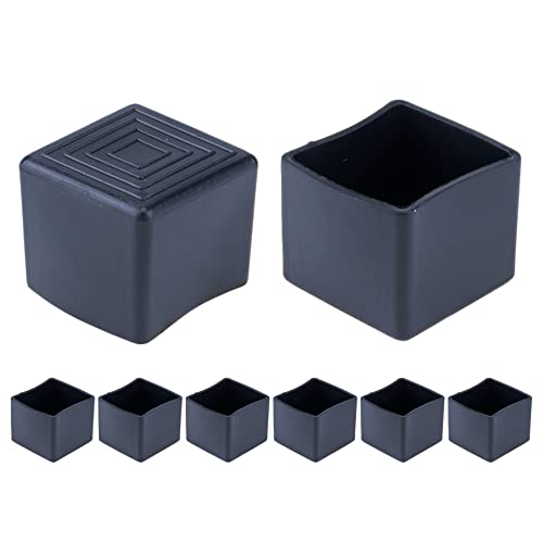 Mcredy Black Chair Leg Caps Soft PVC Rubber Chairs Leg Floor Protectors Easy Installtion Square Furniture Legs 1"x1" Inner Size for Hardwood Floors Couch Beds, 8 Packs - size: 25x25mm/1.0" x1.0",8 PCS