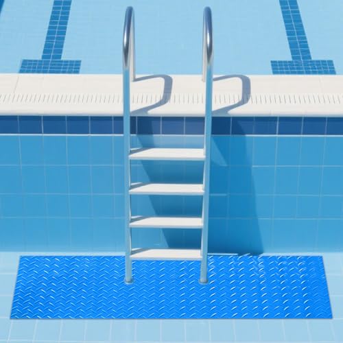 Large Swimming Pool Ladder Mat, 12"x36" Protective Non-Slip Pool Step Pad with Texture，Protective Ladder Pad for Above Ground Swimming Pools Liner and Stairs (Blue)