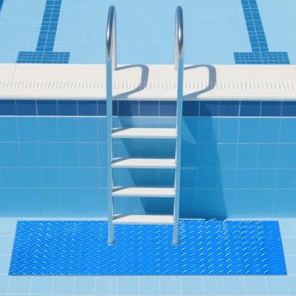 Large Swimming Pool Ladder Mat, 12"x36" Protective Non-Slip Pool Step Pad with Texture，Protective Ladder Pad for Above Ground Swimming Pools Liner and Stairs (Blue)