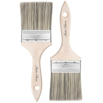 Bates- Double Thick Chip Paint Brush, 3 Inch, 2 Pack, Wooden Handle, Flat Paint Brushes for Walls and Trim, Synthetic Bristles