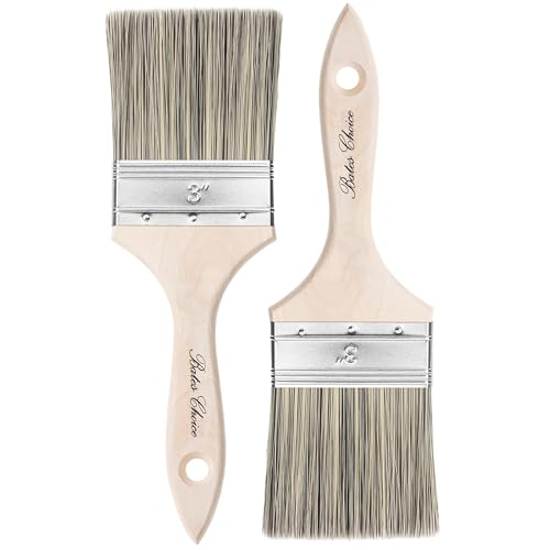 Bates- Double Thick Chip Paint Brush, 3 Inch, 2 Pack, Wooden Handle, Flat Paint Brushes for Walls and Trim, Synthetic Bristles
