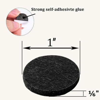 48 PCS Felt Furniture Pads, 1-inch Round Black Chair Felt Pads, Felt Pads for Furniture Feet to Protect The Floor from Scratches,Reduce Noise (Black) - size: Round 48PCS-Black