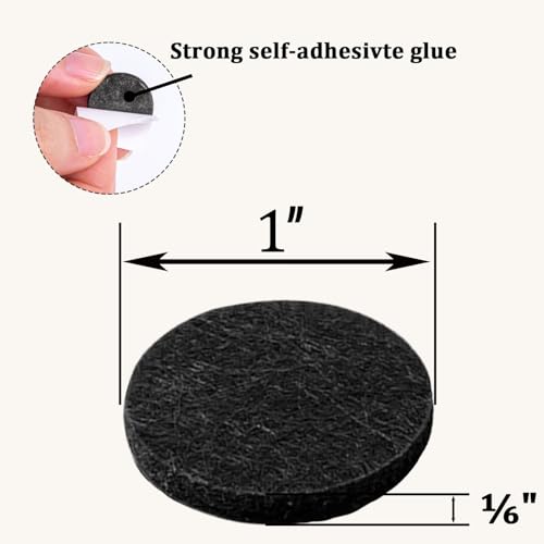 48 PCS Felt Furniture Pads, 1-inch Round Black Chair Felt Pads, Felt Pads for Furniture Feet to Protect The Floor from Scratches,Reduce Noise (Black) - size: Round 48PCS-Black