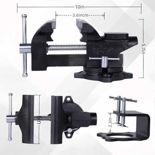 Bench Vise, 6" Jaw Width, Table Vise For Workbench,2-in-1 Multi-Purpose Heavy Duty Bench Vice With Two Multifunctional Jaws, 270° Swivel Base Home Vise for Woodworking, Welding and DIY