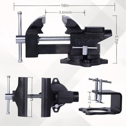 Bench Vise, 6" Jaw Width, Table Vise For Workbench,2-in-1 Multi-Purpose Heavy Duty Bench Vice With Two Multifunctional Jaws, 270° Swivel Base Home Vise for Woodworking, Welding and DIY