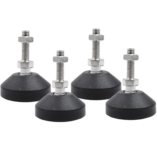M8x30mm Leveling Feet, 2 Inch Height & 880 lb Capacity, Heavy Duty Adjustable Swivel Furniture Glides, Threaded Rubber Feet Levelers for Table, Shelves, Workbench, Cabinet, Machine, 4Pcs - color: Black, size: D50xM8xH30mm