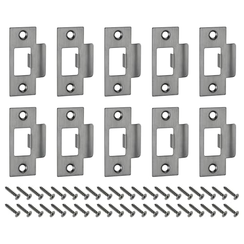 uxcell t Door Strike Plate, 10Pcs 70mm x 40mm 201 Stainless Steel Latch Deadbolt Strike Plate for Door Frame Door Jamb, Dark Gray - color: Dark Gray