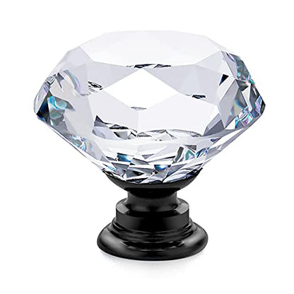 Ravinte 5 Pack Crystal Drawer Knobs - Glass Cabinet Knobs, Diamond Shaped, 30 mm with Black Base - color: Black