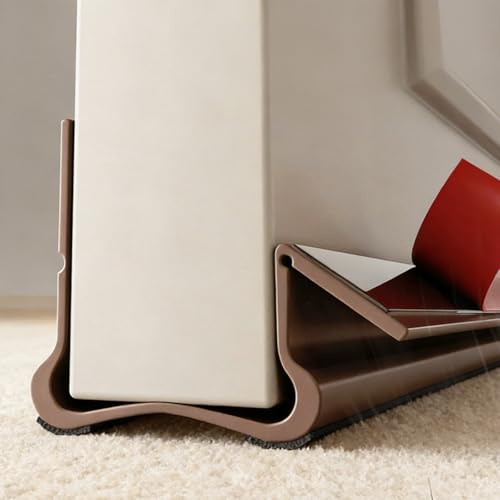 36" Under Door Draft Stopper, Draft Stopper for Bottom of Door, Weather Stripping for Doors, Self-Adhesive Door Seal for Sound, Cold, Moisture (Brown) - color: Brown