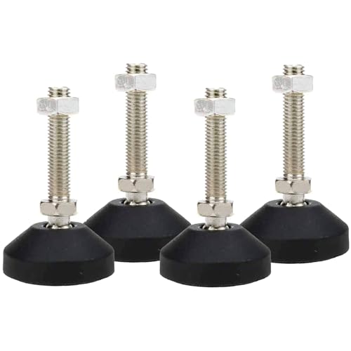 M12x50mm Leveling Feet, 2.83 Inch Height & 880 lb Capacity, Heavy Duty Adjustable Swivel Furniture Glides, Threaded Rubber Feet Levelers for Table, Shelves, Workbench, Cabinet, Machine, 4Pcs - color: Black, size: D50xm12xh50mm