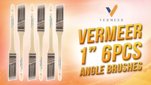 Vermeer Paint Brushes - 6-Pack - 1" Angle Sash Brushes for All Latex and Oil Paints & Stains - Home Improvement - Interior & Exterior Use
