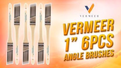 Vermeer Paint Brushes - 6-Pack - 1" Angle Sash Brushes for All Latex and Oil Paints & Stains - Home Improvement - Interior & Exterior Use