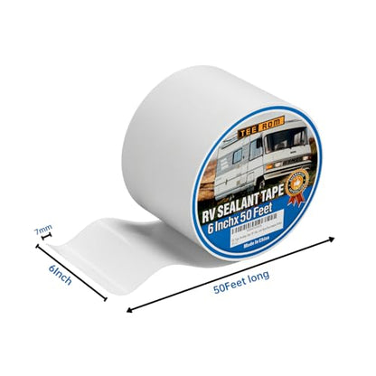 RV Roof Tape White,6 Inch X 50 Feet RV Sealant Tape,RV Camper Roofing Repair Sealant Tape, Waterproof Leak Tape for RV Repair,UV Resistant, Weatherproof, for Boat Sealing, Camper,Tents - size: 6 Inch X 50 Feet (Tape Only)