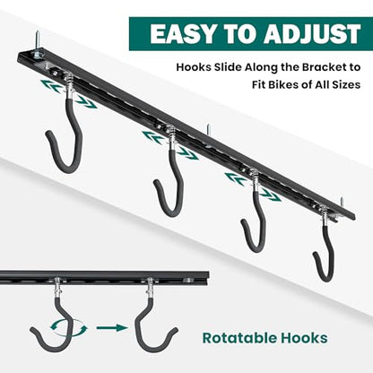 EVERHANGER Ceiling Bike Storage Racks for Garage, Indoor Bike Storage Hanger with Adjustable Bike Hooks for 4 to 8 Bikes - style: For 4 to 8 Bikes