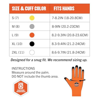 Ergodyne unisex adult ANSI A5 Coated Waterproof CR Gloves, Orange, X-Large Pack of 1 US, 7551 - size: X-large (Pack of 1)