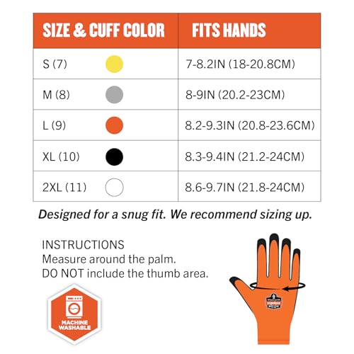 Ergodyne ProFlex 7551 Waterproof Winter Work Gloves, Cut Resistant ANSI A5, Sandy Nitrile Coated Palms, Thermal Fleece Lining, Orange - size: 2X-Large (Pack of 1)