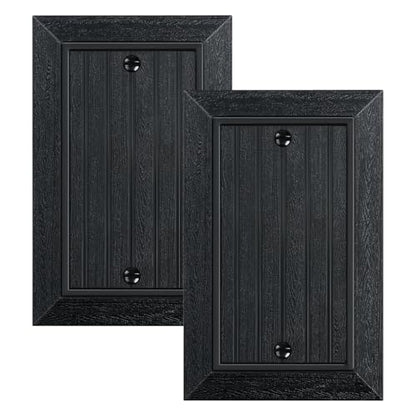 2-Pack Classic Beadboard Single Blank Wall Plate, Unbreakable Polycarbonate Wall Plate Cover, Matte Black 1 Gang Wall Plate for Unused Outlets/Switches - color: Matte Black, size: 1 Blank 2PK