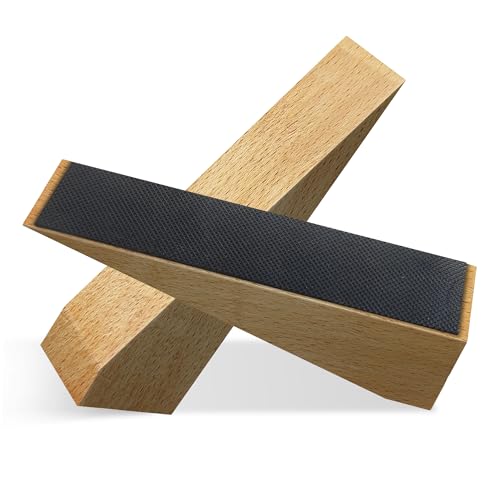 2 Pack Wooden Door Stop - Non-Slip Door Stoppers for Floor - Door Wedges for All Door Types and Surfaces - Each Door Stopper 2inch Thick, 6.3inch Long with Rubber - size: Large triangle