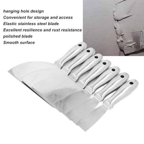 7pcs Stainless Steel Putty Knife Set for Drywall Spackle Mud Repair and Paint Scraping