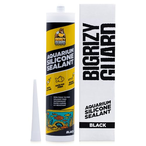 Aquarium Silicone Sealant Black 10.14 Fl oz Cartridge - Aquarium Safe Silicone for Fish & Plants | 100% Waterproof, Premium, Non-Toxic, Solvent Free, Strong Bond, Fast Curing (1 Pack) - color: Black, size: 1 Pack