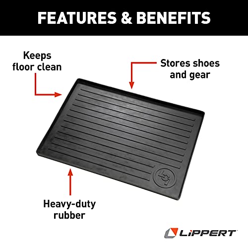 Lippert Solid Step All-Weather Entry Floor Tray, 28-1/4" W x 20" D, Heavy-Duty Recycled Rubber Mat for Door Entryway Indoor or Outdoor, for Shoes, Pet Dishes - 801380