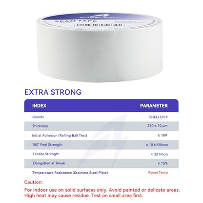 1.97" x 164‘ Seam Tape - Duct Tape Edge Tape Heavy Duty Multi-Purpose, Hand-Tearable, No Residue, White, 1 Roll - color: White, size: 1.97" x 164' 1Roll